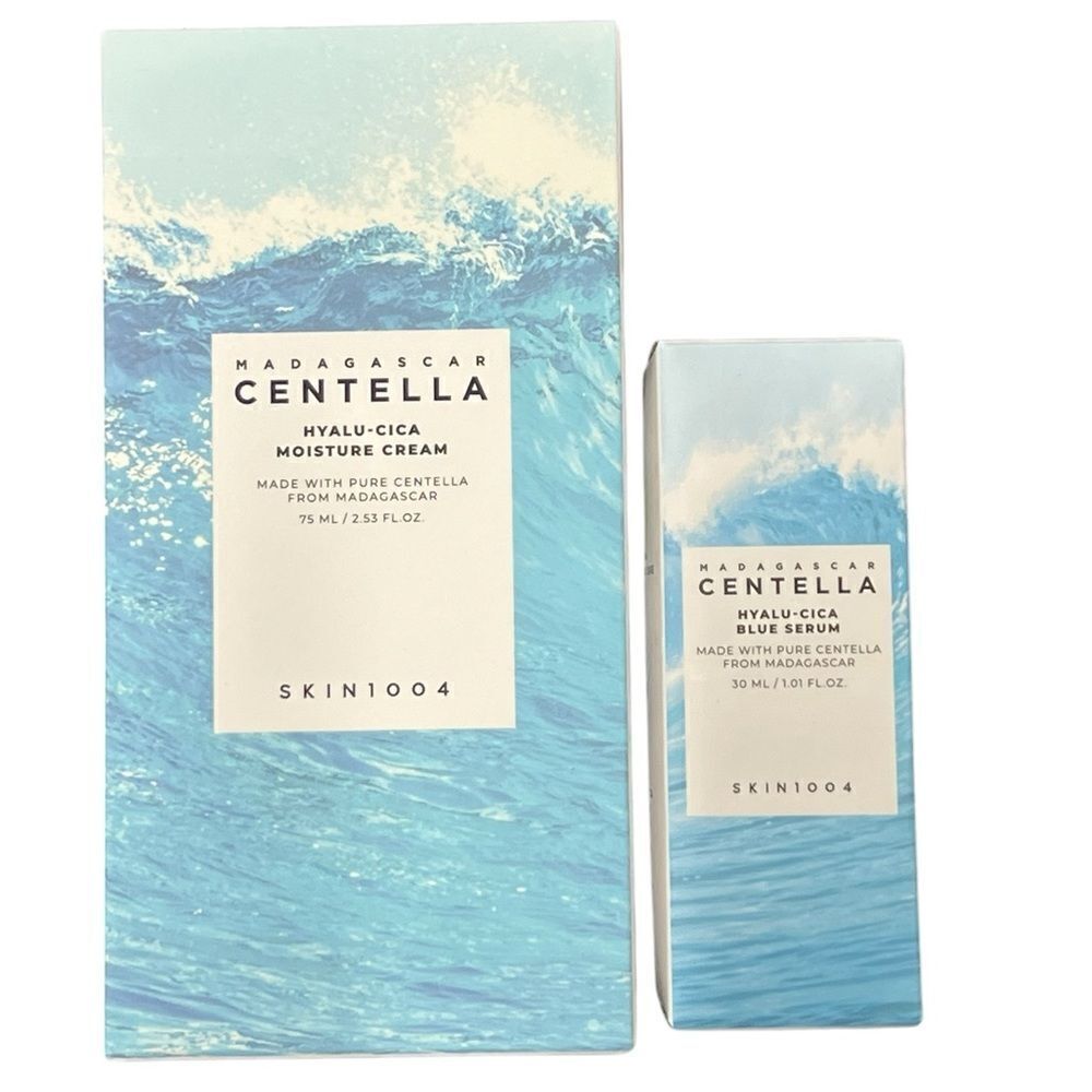 Madagascar Centella Hyalu-Cica Moister Cream and Blue Serum, Bundle, New Box